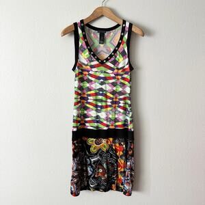 Custo Barcelona Sleeveless Drop Waist Dress Size 4 US Medium funky artsy nouveau